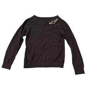 Ralph Lauren chocolate brown sweater with Horsebit buckle detail